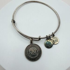 VTG 80s Alex and Ani Kappa Alpha Theta KAO Sorority Silver Tone Bangle Bracelet